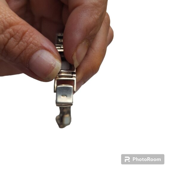 Vtg Sterling Silver Mother Of Pearl & Marcasite Panel Bracelet 6 1/2' 30.87g - Picture 2 of 5